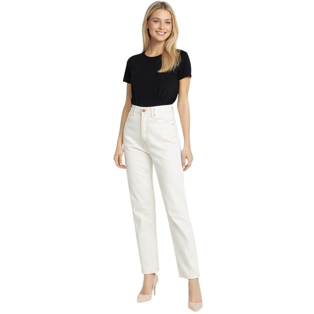 2/$30 ZARA Size 6 Off-White Straight Leg Jeans